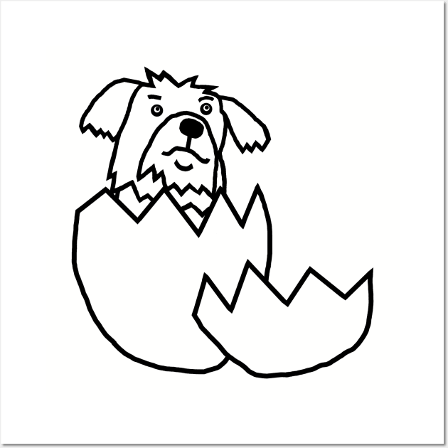 Cute Dog Hatching from Egg Outline Wall Art by ellenhenryart